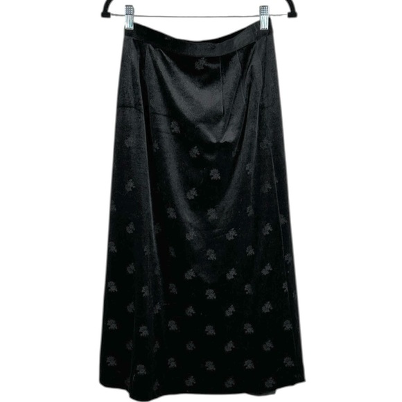 Black Whimsigoth Goth Gorpcore Gothic Floral Velvet Maxi Skirt Size Small - Picture 2 of 6